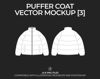 Puffer Jacket Vector Mockup: Fashion Tech Pack (Digital File)