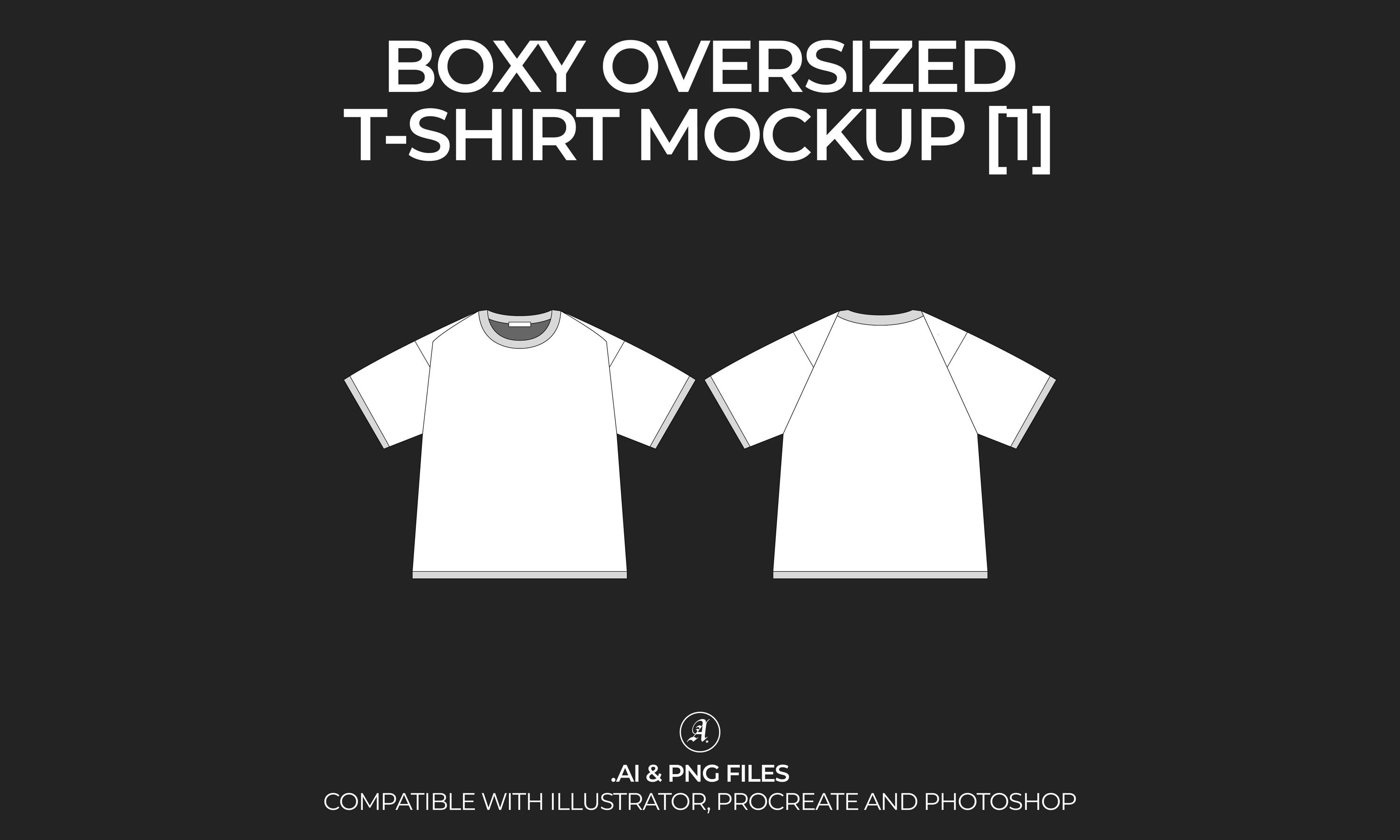 Boxy T-shirt Vector Mockup: Streetwear Fashion Tech Pack (digital