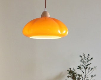 Yellow Glass Pendant Light/ Flush Mount ceiling lights/ Contemporary Lighting Fixture/interior design/Living room decor/ White pendant Light