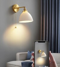 Ceramic Wall Lamp/ Pull chain Plug-In wall lamp/ Kids' room lamp/ Nordic Macaroon/Bedside Wall sconce/ Wall Light Fixture