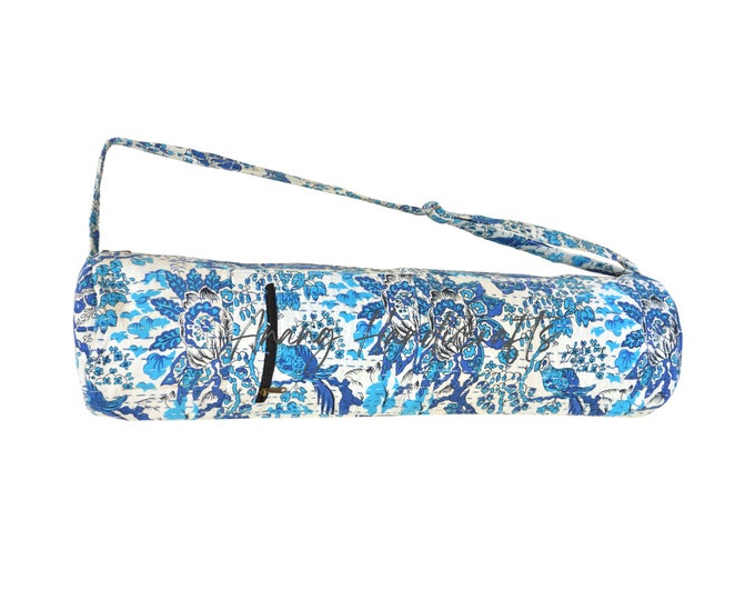 New Mandala Blue Ombre Yoga Mat Bags- Gym Exercise Carrier Bags With Shoulder Strap- Floral Print Quilted Yoga Mat Bags- Affordable Gifts