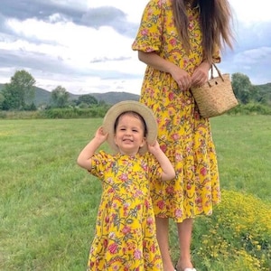 mommy and me linen dresses Mommy and Me Matching Linen Dresses, Cotton Striped Tiered Midi Dress,  Mother Daughter Coordinating Outfits, Matching Summer Dress