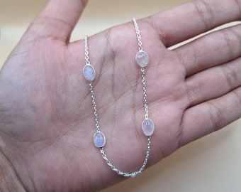 Rainbow Moonstone Necklace Gemstone Necklace, June Birthstone, Blue Flash Moonstone Gift