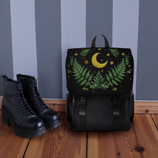 Casual Shoulder Backpack "Fern and Moon"