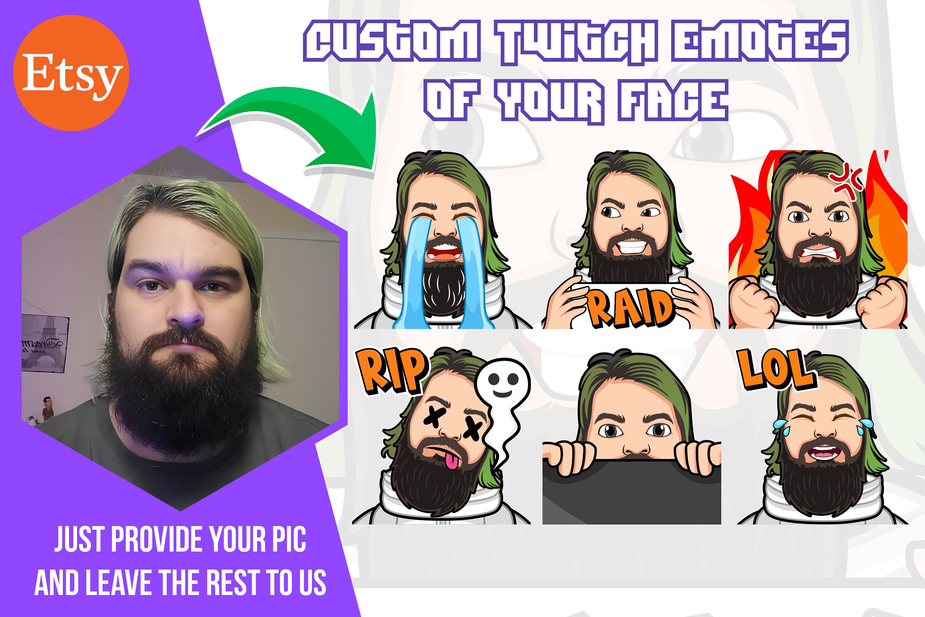 Custom Twitch Emotes Of Your Face 5 Still 1 Animated Etsy