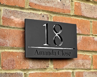 House Sign - Matt Black & Mirror Acrylic