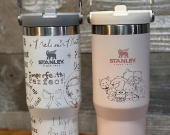 Custom 30oz Flip Straw or Traditional Tumbler Laser Engraved -  Add your name, flowers a logo or a full-wrap design!