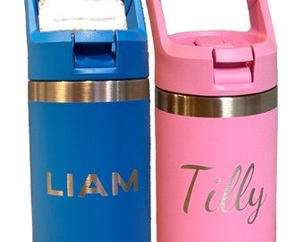 YETI Rambler Jr 12oz Kids Tumbler with Straw Cap - Professionally laser engraved, great for vacations and school!