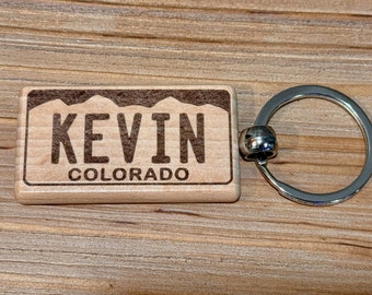 Custom Wooden License Plate Keychain - You choose the state and personalization, always remember your license plate number!
