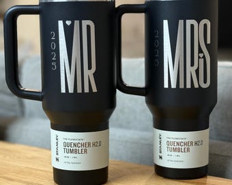 Custom Laser Engraved 40oz Stanley tumblers with your name, logo or full wrap design professionally laser engraved!