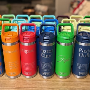 Laser Engraved Yeti Rambler - 18oz with Color Matched Straw Cap