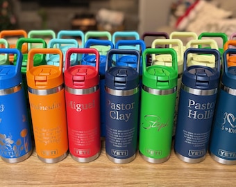 Laser Engraved Yeti Rambler - 18oz with Color Matched Straw Cap