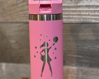 Cheerleader Custom Laser Engraved Yeti Rambler - 18oz with Color Matched Straw Cap