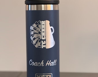 Cheer Coach Gift Laser Engraved Yeti Rambler - 18oz with Chug Lid