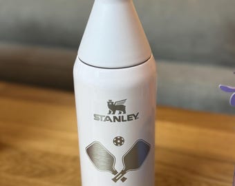 Pickleball Custom 20oz or 34oz Stanley All Day Slim Water Bottle with your name and Pickleball graphic