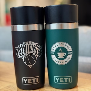 Yeti Rambler 12oz or 16oz Travel Bottle with Leakproof Commuter Cap - Customized - Laser Engraved