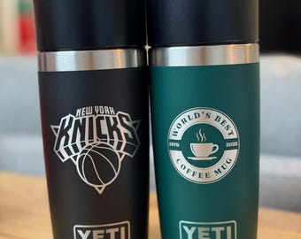 Yeti Rambler 12oz or 16oz Travel Bottle with Leakproof Commuter Cap - Customized - Laser Engraved