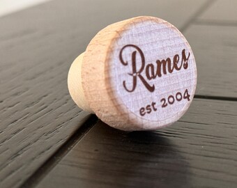Custom Laser Engraved Wooden Wine Stopper / Cork - Send us your design or we can create for you.  Makes a great gift!