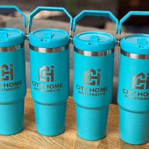 Custom Laser Engraved “dupe” 30oz Flip Straw Tumbler -  Add your name, flowers, a logo or a full-wrap design!