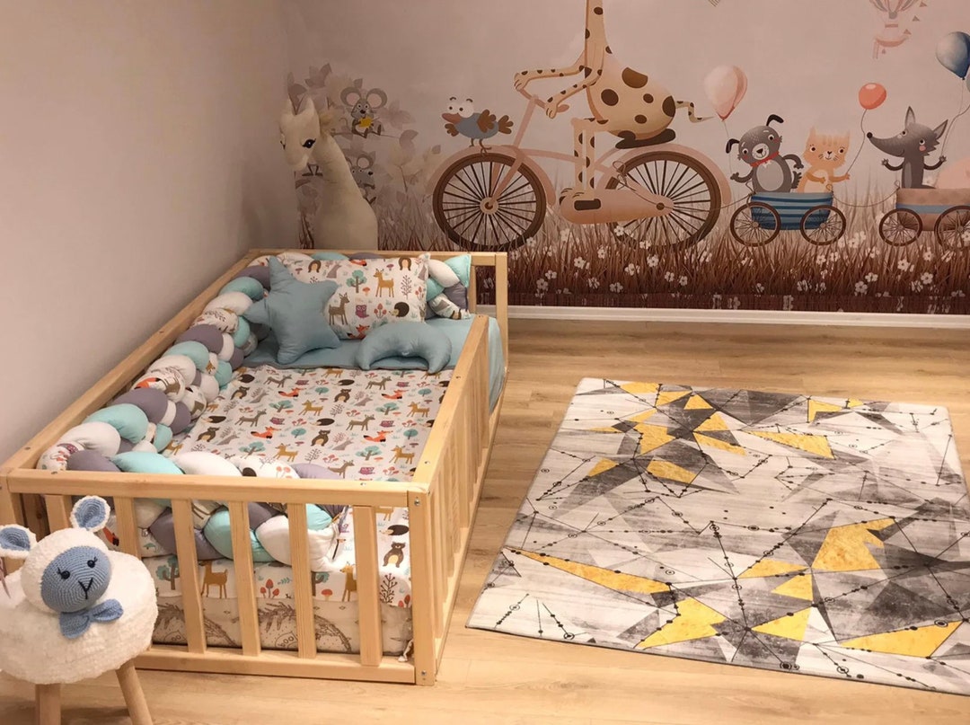 Montessori Floor Bed Cute Bedroom Furniture Pine Tree Etsy