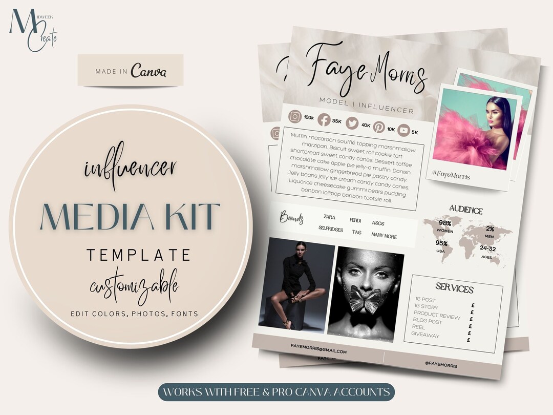 Media Kit Template influencer Media Kit social Media Kit - Etsy
