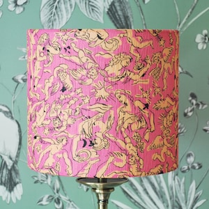 Handmade Pink Cherub Lampshade: Cupid Drum Lampshade
