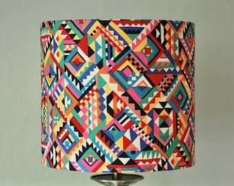 Handmade  Lampshade,  Geometric Lampshade, Table Lampshade, Ceiling Lampshade, Rainbow Colours, Fabric Lampshade, 20cm 30cm 40cm Lampshade