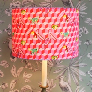 Handmade Whimsical Cat Lampshade, Tula Pink Lampshade, Drum Lampshade, Cat Lampshade, Animal Lampshade,  Besties Lampshade, Home Decor