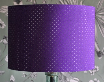 Handmade Purple and Opal Polkadot Lampshade,  Drum Lampshade, Table Lampshade, Ceiling Lampshade,  Tula Pink Lampshade, Dotty Shade