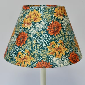 William Morris Print Lampshade, Orange and Jade Lampshade,  William Morris Floral Heath Tapered Lampshade, Home Decor