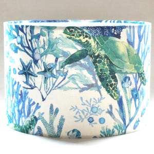 Turtle Lampshade: Handmade Seascape Drum Lampshade - Beach Home Decor