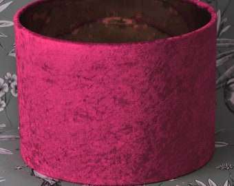 Hand made Magenta Crushed Velvet Lampshade,  Table Lampshade, Ceiling Lampshade, Gold Mirror Lining, Home Decor