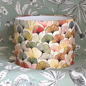 Handmade Lampshade, Floral Lampshade, Drum Lampshade, Table Lampshade, Ceiling Lampshade,, Ginkgo Leaves, Autumn Lampshade, Home Decor
