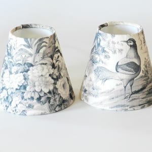 Charcoal Candle Clip Lampshade,  Clip On French Toile Lampshade, Chandelier Lampshade, Home Decor