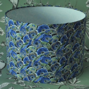 Handmade Parasol Lampshade: Blue Floral Drum Shade