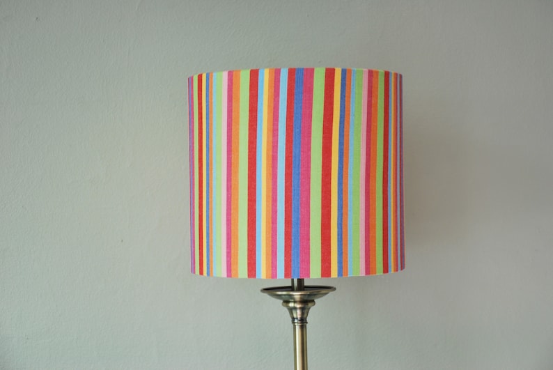 Handmade Lampshade Striped Lampshade, Table Lampshade, Ceiling Lampshade, Rainbow Colours, 20cm 30cm Lampshade, Home Decor zdjęcie 8