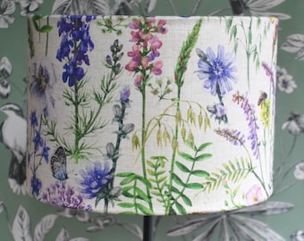 Handmade Floral Lampshade, Butterfly Garden Lampshade, Linen Lampshade,  Table Lampshade, Ceiling Lampshade, Home Decor