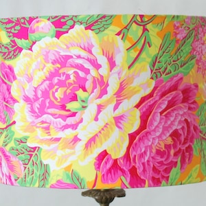 Handmade Lampshade, Yellow Floral Lampshade, Drum Lampshade, Table Lampshade, Ceiling Lampshade, 20cm 30cm Lampshade, Home Decor
