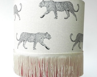 Leopard Print Lampshade: Handmade Safari Decor with Gold Lining