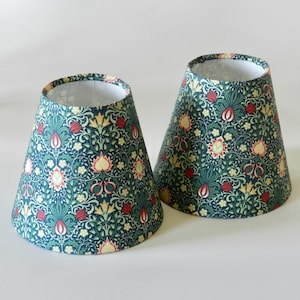 William Morris Persian Design Candle Clip Lampshade,  Green Clip On Lampshade, Chandelier Lampshade, Home Decor