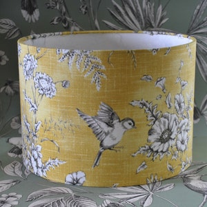 Handmade Lampshade, Buttercup Finch Toile Lampshade, Drum Lampshade, Table Lampshade, Ceiling Lampshade, 20cm, 30cm, 40cm, Home Decor