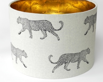 Leopard Print Lampshade: Handmade Safari Decor with Gold Lining