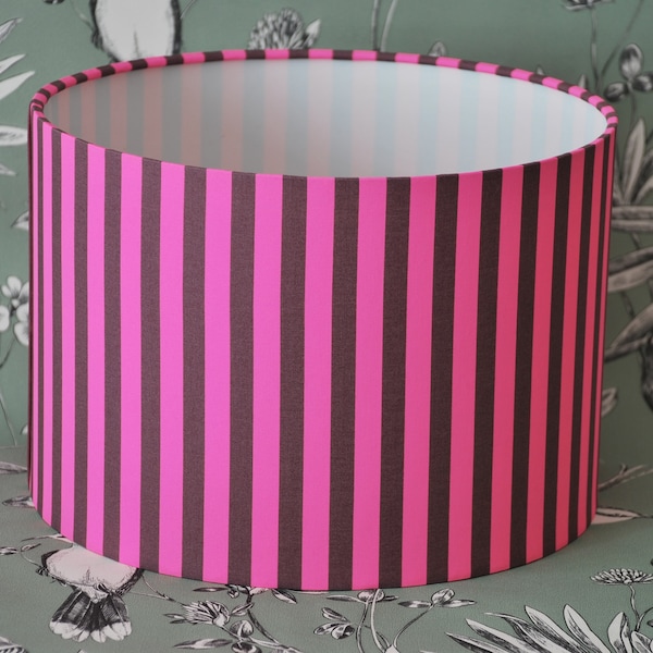 Handmade Pink Striped Lampshade, Drum Lampshade, Table Lampshade, Ceiling Lampshade,  Tent Stripes Lampshade, Home Decor