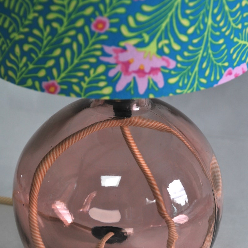 Small Glass Table Lamp, Pink Recycled Glass. Sustainable image 4