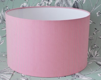 Handmade Pink and White Striped Drum Lampshade: Table/Ceiling Light