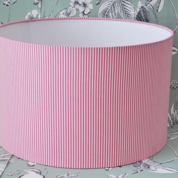 Handmade Striped Lampshade, Drum Lampshade, Table Lampshade, Ceiling Lampshade, 20, 30, 40, cm Lampshade, Pink and White Stripes, Home Decor