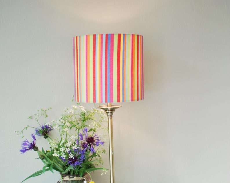 Handmade Lampshade Striped Lampshade, Table Lampshade, Ceiling Lampshade, Rainbow Colours, 20cm 30cm Lampshade, Home Decor zdjęcie 7