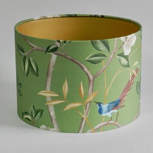 Chinoiserie Lampshade, Bird & Blossom on Green  Lampshade, Ming Ling Lampshade, Table Lampshade, Ceiling Lampshade,  Home Decor