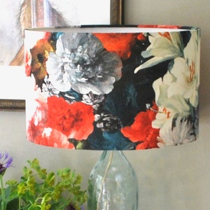 Handmade Floral Lampshade: Vintage Roses and Lilies, Home Decor