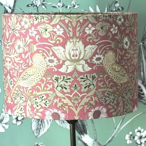 Handmade William Morris Style Lampshade: Songbird Cotton with Gold Lining